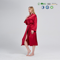 Robe de chambre en soie sexy personnalisée, kimono soyeux, vêtements de détente, longue robe en soie pour femmes, pyjama de luxe 100% soie