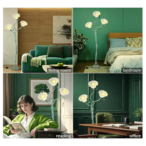 Lámpara de Pie LED de Estilo Rústico Americano, Plegable, con Luz de Tres Colores, Color Crema, para Sala de Estar/Sofá/Dormitorio/Jardín - Product Image 4