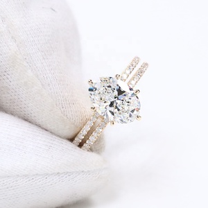 Cincin Pertunangan dan Pernikahan Berlian Buatan Laboratorium 2ct D Vvs2 Emas Kuning 9K 10K 14K <span class=keywords><strong>18K</strong></span> dengan Sertifikat IGI - Product Image 2