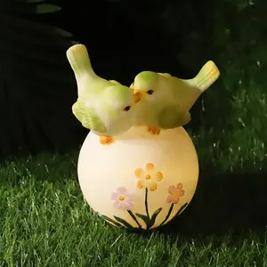 Toptan yeni hediye reçine parlak kuş heykel dekoratif bahçe dekor için güneş dekoratif kuş süsler