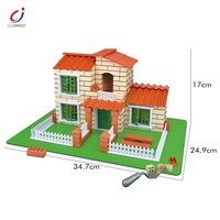 Jouets créatifs Chengji, bricolage, villa de jardin, connexion en argile, petites briques de construction, jouets de construction, construire une vraie maison, mini briques en ciment, jouet de bricolage