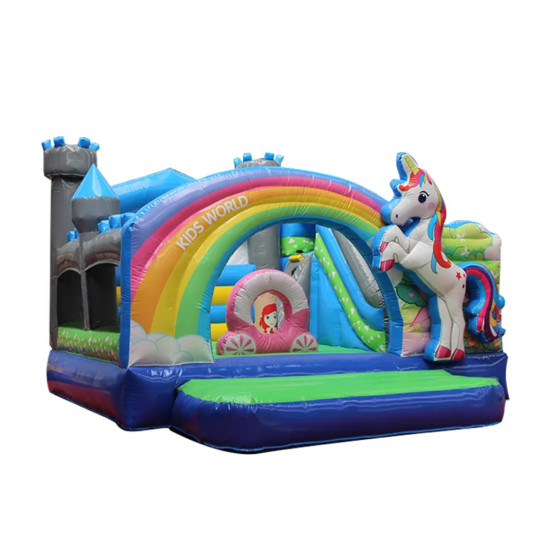 China suppliers inflatable castle kids commercial unicorn bounce house with slide for rental