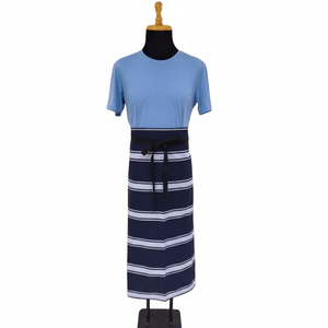 Tablier en tissu poly coton bleu foncé et rayures blanches - Product Image 1