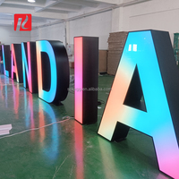 Lettres de l'alphabet LED colorées personnalisées en usine, enseigne extérieure autoportante, lettres en relief de 3 pieds, 4 pieds, 5 pieds, lettres géantes avec éclairage