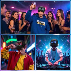 หมวกแก๊ป LED แสดงผลหน้าจอ ควบคุมผ่านแอพ Bluetooth สำหรับผู้ใหญ่ ผ้าตาข่าย ระบายอากาศ กันน้ำ พิมพ์ลายเรืองแสง - Product Image 6