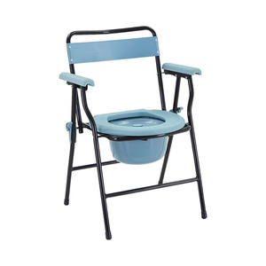 Courtyard Folding <b>Commode</b> <b>Chair</b> Steel Painted Toilet Seat Space Saving For Elderly And Disabled Home Use - Product Image 4