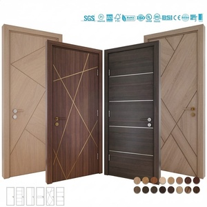 Porte intérieure moderne en bois massif imperméable pour appartement et villa, noyer et chêne à âme pleine - Product Image 2