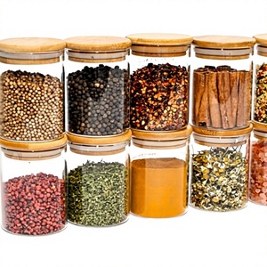 Borosilicate Glass Eco-Friendly Spice Jar <b>Set</b> Bamboo Airtight Lid Back School Food Storage Containers Kitchen Pantry <b>Canisters</b> - Product Image 4