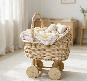 Panier <span class=keywords><strong>en</strong></span> saule fabriqué <span class=keywords><strong>en</strong></span> usine avec poignée, poussette pour poupée <span class=keywords><strong>en</strong></span> <span class=keywords><strong>osier</strong></span> avec roues, <span class=keywords><strong>chariot</strong></span> pour poupée avec pieds KD - Product Image 5
