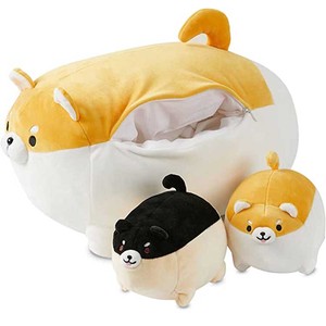 Nuevo Estilo, <span class=keywords><strong>Venta</strong></span> Caliente, Peluche de Perrito de Peluche al por Mayor, Shina Inu Mamá con 2 Bebés, Juguete de Peluche para Niños - Product Image 4