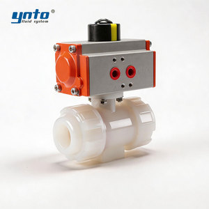 Vanne à boisseau sphérique pneumatique antistatique en PVDF de haute qualité, haute température, zéro contamination, pour eau ultrapure, vanne de nettoyage à disque, OEM - Product Image 1