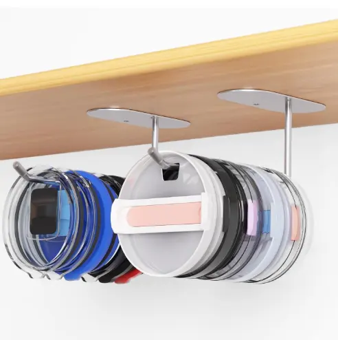 Modern minimalist wall mounted self-adhesive punch free mug lid holder tumbler lid organizer