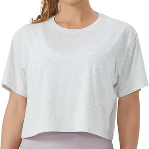 T-shirt court d'été personnalisé à motif imprimé pour femme, à manches courtes, coupe carrée, pour le yoga, la course à pied, compressé et à séchage rapide - Product Image 1