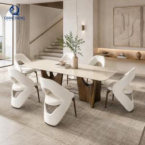 Set Tavolo <span class=keywords><strong>da</strong></span> <span class=keywords><strong>Pranzo</strong></span> di Lusso <span class=keywords><strong>da</strong></span> 6 o 8 Posti <span class=keywords><strong>da</strong></span> Foshan, Cina, con <span class=keywords><strong>Sedie</strong></span> Abbinate, in Marmo Moderno e Acciaio Inox di Alta Gamma - Product Image 3