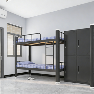 Lit superposé en métal pour dortoir, lit superposé pour étudiants et personnel d'hôtel, avec armoire de rangement, structure détachable, gain de place - Product Image 1