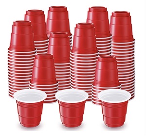 2oz Red Plastic Shot Glasses Cups Disposable Shot Glasses Mini Red Shot Cups