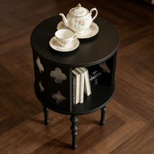 Traditional Wood <b>Side</b> <b>Table</b> With Storage And Decorative Cutouts For Bedroom Or Living Room Furniture - Product Image 5