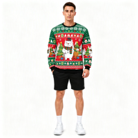 Arvilhill Sweat-shirt de Noël moche pour homme, pull de fête unisexe, pull amusant à impression numérique, tricoté, coupe ample, gris