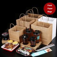 Sacs en papier Kraft avec Logo personnalisé, petits sacs fourre-tout pour aliments de Restaurant, sac en papier Kraft brun pour aliments à emporter, unités