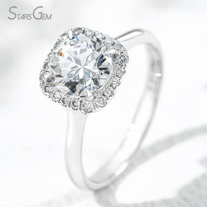 Starsgem 1.68ct 7.39mm Diamant de laboratoire taille brillant rond, or blanc 18 carats, bague de fiançailles halo, couleur diamant blanc D classique - Product Image 2