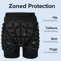 Shorts de protection rembourrés en EVA pour le ski, en stock, 92% polyester 8% élasthanne, protection des hanches pour snowboard, anti-impact et absorbant les chocs