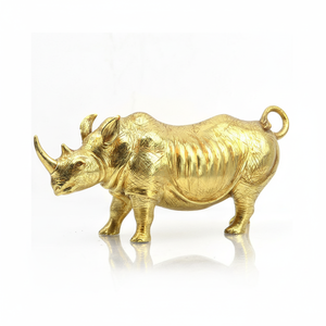 Sculpture de rhinocéros antique en or pour la décoration de la maison, la décoration des hôtels, la décoration des chambres et la décoration intérieure et extérieure, pièce maîtresse en vente chaude - Product Image 1
