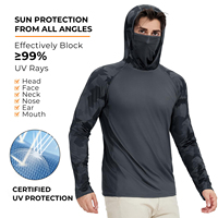 Sudadera con Capucha para Hombre, Manga Larga, UPF 50, para Actividades al Aire Libre, con Mascarilla de Malla Integrada, Tejido Elástico de Secado Rápido, para Senderismo y Pesca, con Logotipo Personalizado
