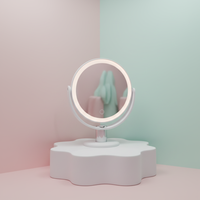 Miroir de maquillage LED de table Haixin Beauty rechargeable, nouveau, rond, grossissant, rotatif à 360 degrés, avec 3 couleurs de lumière