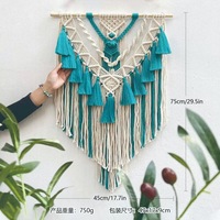 Décoration murale pour la maison et le jardin, tapisserie murale suspendue en corde de coton tressée à la main avec pompons, macramé
