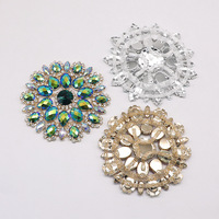 Brillant en gros rond fleur patchs cristal vert coloré strass appliques embellissements pour les femmes robe de mariée