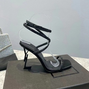 Sandalias de Tacón Alto de Lujo de Marca Famosa de Alta Calidad para Mujer, Sandalias de Fiesta con Correa de Tobillo de Cristal a la Moda - Product Image 2