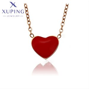 A00551448 Xuping joyería de moda elegante simple romántico rojo forma de corazón color oro rosa collar de acero inoxidable - Product Image 1