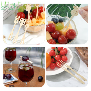 Brochetas de Bambú <span class=keywords><strong>con</strong></span> Forma de Animales Adorables <span class=keywords><strong>con</strong></span> Logotipo Personalizado para Frutas y Platos de Fiesta - Product Image 3