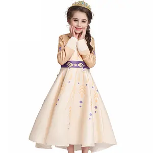 costume pour 9 ans Suppliers-Robe de princesse Elsa pour filles, manches longues, tenue fantaisie, Halloween Cosplay, costume pour filles, nouveau Design,