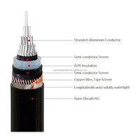 Cable de alimentación de media tensión IEC NA2XSY N2XSEY 12/20kV 1x95 de un solo núcleo, conductor de aluminio, aislamiento XLPE PVC, blindaje de cobre subterráneo