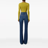 Jeans en denim classique à taille haute et coupe skinny avec logo personnalisé pour femmes, fermeture boutonnée, style streetwear pour l'été
