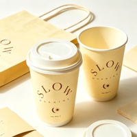Gobelets à café en papier biodégradables à double paroi, style simple, 120 oz et 16 oz, vente en gros, gobelets à emporter avec couvercle pour café