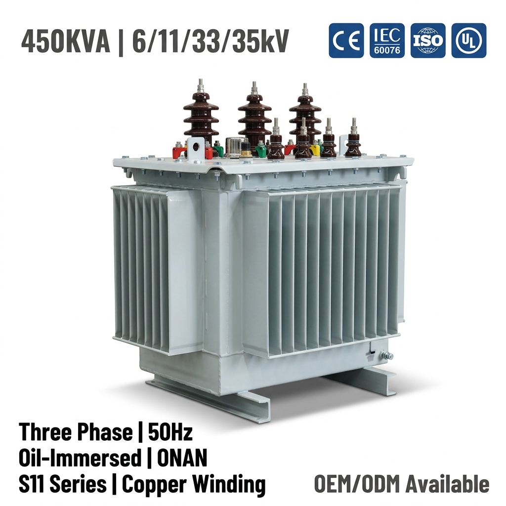 <strong>450</strong> <strong>Kva</strong> Three-Phase Power <strong>Transformer</strong> 33kv 11kv 50Hz Frequency Continuous Duty Cycle Instrument <strong>Transformer</strong> 380V Output 6kv/35kv