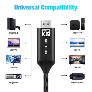 <span class=keywords><strong>RSHTECH</strong></span> 1.8M/3M 6ft/10ft USB C vers câble HDTV 4K type-c vers HDMI cordon mince USBC vers HD câble mâle pour PC moniteur TV projecteur - Product Image 3