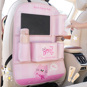 Cute Cartoon <b>Car</b> Back Seat Organizer 8-11 Pockets Multi Functional Storage Bag For <b>Car</b> <b>Interior</b> With Cat Design - Product Image 3