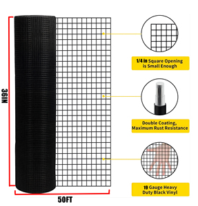 [Magazzino USA] Rete Metallica in PVC Nero 19 Gauge 0,25 Pollici, Recinzione per Pollaio 24" e 36" <span class=keywords><strong>di</strong></span> Altezza, Spedizione Nazionale USA, MOQ 1 Pezzo - Product Image 6