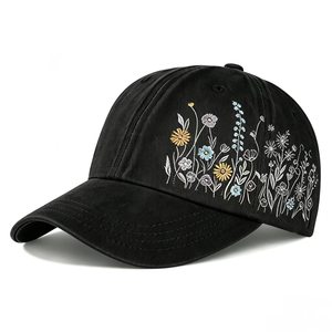 Casquette de baseball vintage délavée avec broderie personnalisée de fleurs, casquette de papa, faible MOQ, vente en gros usine Vietnam, pour femmes, extérieur - Product Image 2