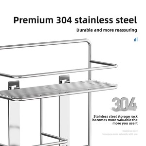 Estante <span class=keywords><strong>de</strong></span> Cocina para Especias <span class=keywords><strong>de</strong></span> <span class=keywords><strong>Acero</strong></span> <span class=keywords><strong>Inoxidable</strong></span> <span class=keywords><strong>de</strong></span> Tres Niveles, Estante <span class=keywords><strong>de</strong></span> Pared sin Taladrar para Almacenar Botellas <span class=keywords><strong>de</strong></span> Aceite, Sal, Salsa, Vinagre y Frascos - Product Image 5