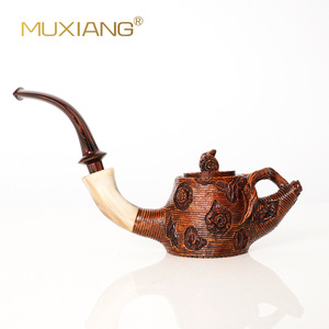 Muxiang Wooden Tobacco Pipe Hand Carved Solid Briar Wood Freestyle Design Men's Smoking Pipe - Product Image 3