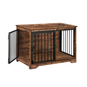 Chuồng chó 39.3 inch kiểu bàn, có cửa chuồng kiểu chuồng trại, chuồng chó chắc chắn dùng trong nhà với 2 cửa, lồng thú cưng bằng gỗ kiểu bàn cuối - Product Image 2