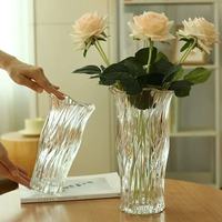 Vase à fleurs en verre transparent nordique cylindrique moderne de 30cm pour décoration de salon et table à manger