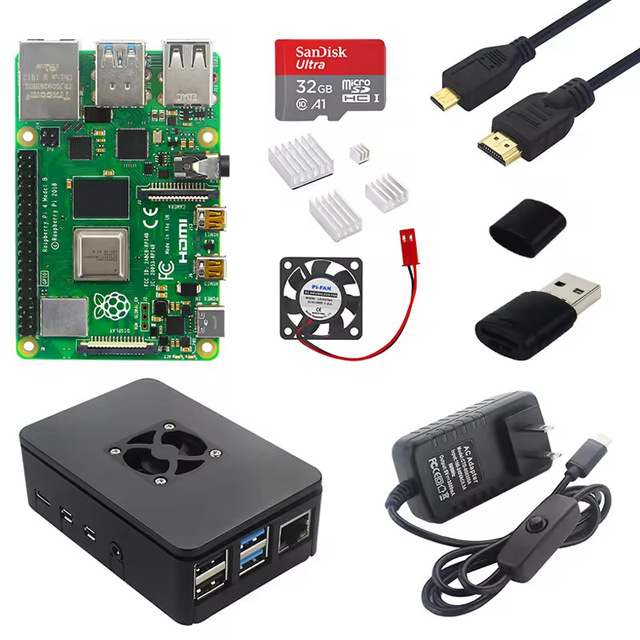 Original Raspberry Pi 4 Model B Kit 2/4/8 GB RAM ABS Case SDCard Power Supply Cooling Fan Cable Open Source Educational
