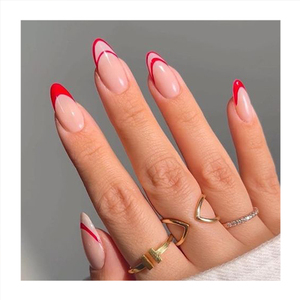 Belleza profesional Puntas <span class=keywords><strong>francesas</strong></span> transparentes naturales Impresión hecha a mano Uso diario Prensa acrílica en <span class=keywords><strong>uñas</strong></span> Cubierta completa <span class=keywords><strong>Uñas</strong></span> postizas - Product Image 4