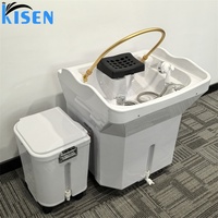 KISEN Mobilier de salon : Bac de lavage portable japonais pour spa capillaire et massage, avec chaise et réservoir d'eau