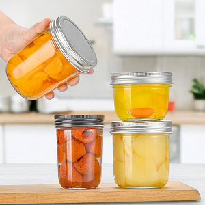Vòng Glass Mason <span class=keywords><strong>Jar</strong></span> Với Nắp Kim Loại Cho Mật Ong Mứt Gherkin Gia Vị Kẹo Bé Thực Phẩm Hoặc Đường Lưu Trữ-Nắp Nhôm - Product Image 6